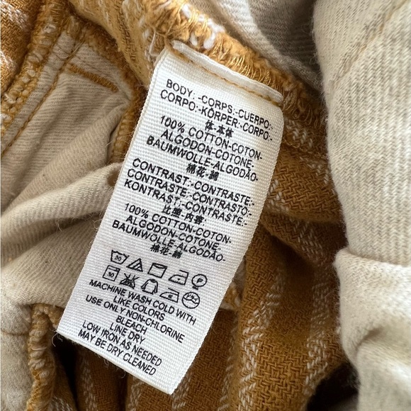 Free People Rumors Textured Harem Pants 100% Cotton Yellow/White Size 4 - Picture 6 of 6